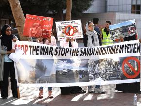 Activists rally against the U.S.-backed war on Yemen in San Francisco
