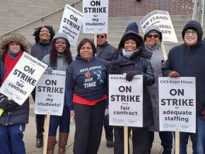 Teachers hit the picket line at a Chicago International Charter School