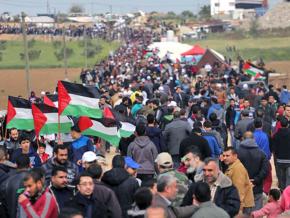 Gathering in Gaza for the huge Land Day march